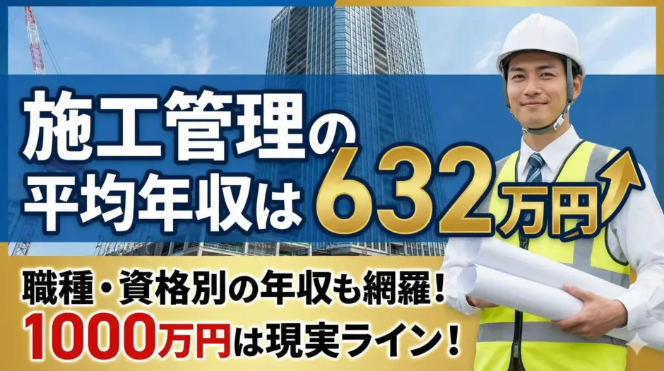 施工管理の平均年収は632万円｜職種・資格別の年収も網羅！1000万円は現実ライン！