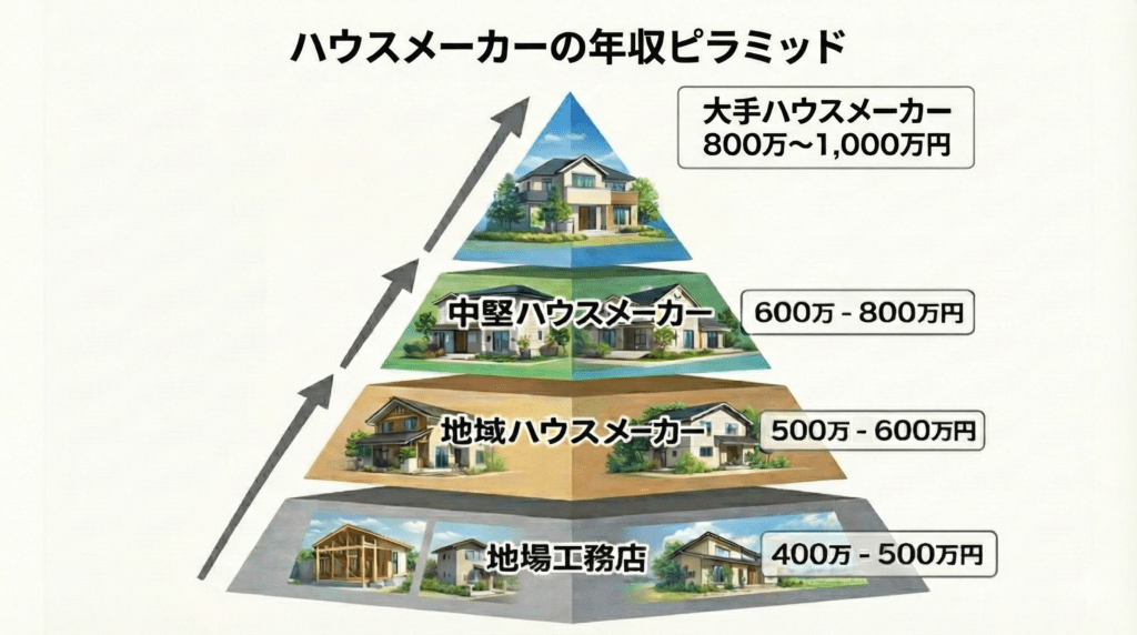 ハウスメーカーの年収ピラミッド