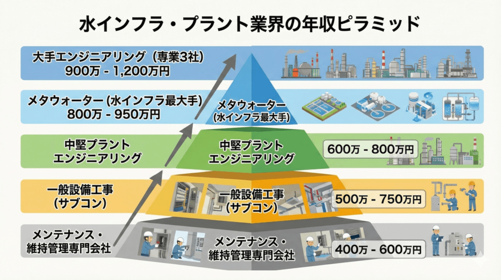 水・プラント業界の年収ピラミッド