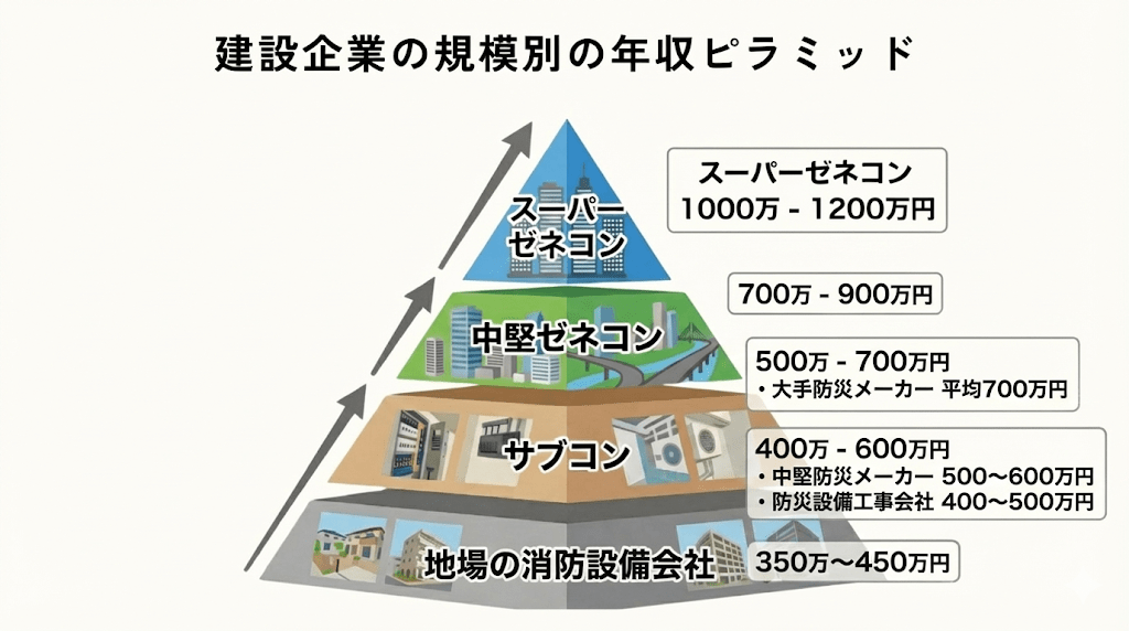 建設企業の年収ピラミッド