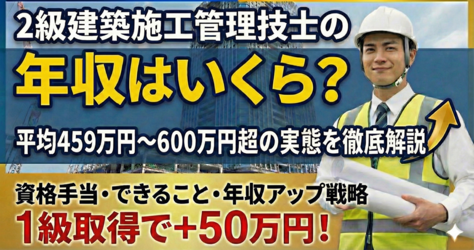2級建築施工管理技士-年収-459万円