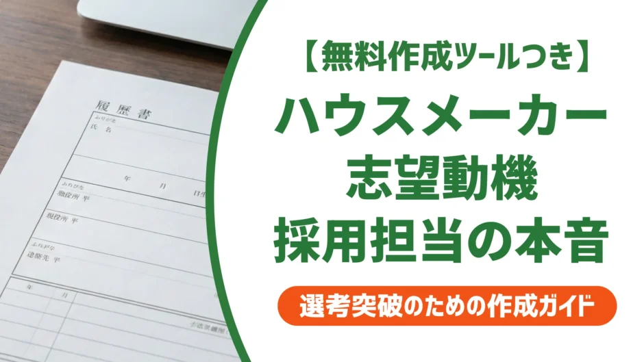 【無料作成ツール付き】ハウスメーカー志望動機で落ちる人が知らない採用担当者の本音と例文